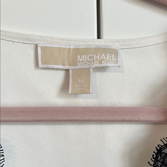 MICHAEL KORS White Sleeveless Top with Black Lace Trim, Size M - Picture 2 of 10